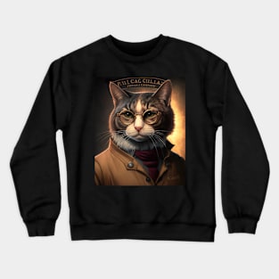 Distinguished cat portrait wearing gold glasses Crewneck Sweatshirt